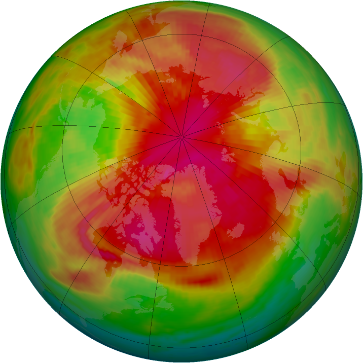 Arctic ozone map for 15 March 1989